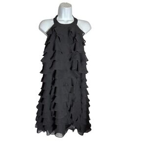 NWT City Chic‎ Dress Size 18 Black Dress Waterfall Ruffle Halter Party Cocktail